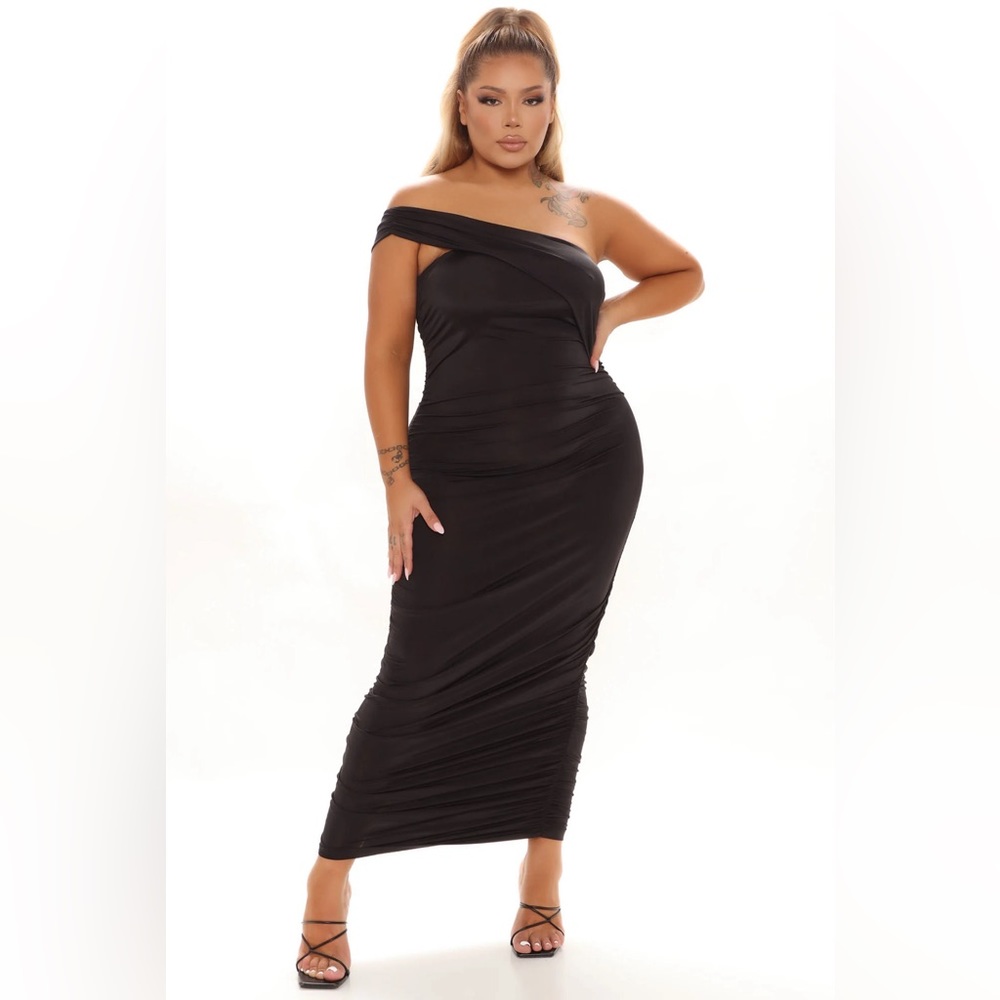 Black formal off shoulder dress